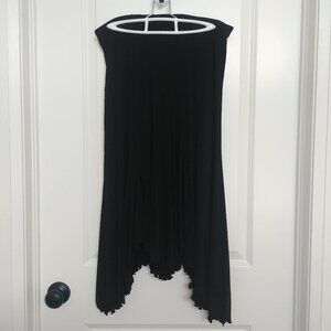 Vintage Y2K Made in Canada black stretchy asymmetrical ruffle hem midi s…